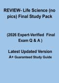 REVIEW &ndash; Life Science &lpar;No Pictures&rpar; Final Study Pack 2026 &ndash; Complete Exam Revision Notes
