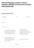 ISYE 6414 Regression Modules 1-2 Exam &vert;&NewLine;Questions with 100&percnt; Correct Answers &vert; Verified &vert;&NewLine;Latest Update 2026