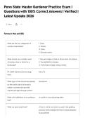 Penn State Master Gardener Practice Exam &vert;&NewLine;Questions with 100&percnt; Correct Answers &vert; Verified &vert;&NewLine;Latest Update 2026