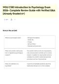 WGU C180 Introduction to Psychology 2026 &ndash; Complete Exam Review Guide &vert; Verified Q&A &vert; Already Graded A&plus;