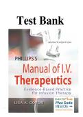 TEST BANK FOR Phillips's Manual of I&period;V&period; Therapeutics&colon; Evidence-Based Practice for Infusion Therapy Seventh Edition &vert;&vert; ISBN&colon; 978-0803667044 &vert;&vert; ALL CHAPETERS INCLUSIVE &vert;&vert; A&plus; GUARANTEED &vert;&vert;
