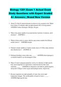 Biology 1201 Exam 1 Actual Exam &NewLine;Study Questions with Expert Graded &NewLine;A&plus; Answers &vert; Brand New Version 