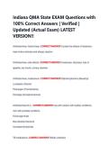 Indiana QMA State EXAM Questions with &NewLine;100&percnt; Correct Answers &vert; Verified &vert; &NewLine;Updated &lpar;Actual Exam&rpar; LATEST &NewLine;VERSION&excl;&excl; 