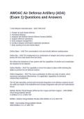 AWOAC Air Defense Artillery &lpar;ADA&rpar; &lpar;Exam 1&rpar; Questions and Answers