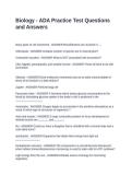 Biology - ADA Practice Test Questions and Answers