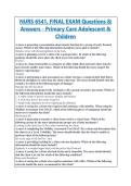 NURS 6541&comma; FINAL EXAM Questions & &NewLine;Answers - Primary Care Adolescent & &NewLine;Children 