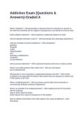 Addiction Exam &lpar;Questions & Answers&rpar;-Graded A