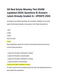 VA Real Estate Moseley Test EXAM &NewLine;&lpar;updated 2026&rpar; Questions & Answers &NewLine;Latest Already Graded A&plus; UPDATE 2026