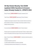 VA Real Estate Moseley Test EXAM &NewLine;&lpar;updated 2026&rpar; Questions & Answers &NewLine;Latest Already Graded A&plus; UPDATE 2026 
