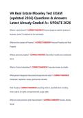 VA Real Estate Moseley Test EXAM &NewLine;&lpar;updated 2026&rpar; Questions & Answers &NewLine;Latest Already Graded A&plus; UPDATE 2026 