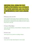 CERTIFIED POOL OPERATOR TESTS&NewLine;COMPILATION BUNDLE 2026 ACCURATE&NewLine;TEST PAPER QUESTIONS AND SOLUTIONS&NewLine;COMPREHENSIVE STUDY PACK GRADED&NewLine;A&plus;