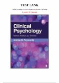  Test Bank for Clinical Psychology&colon; Science&comma; Practice&comma; and Diversity 5th Edition by Andrew M&period; Pomerantz&comma; Chapter 1-19 &vert; All Chapters