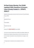 VA Real Estate Moseley Test EXAM &NewLine;&lpar;updated 2026&rpar; Questions & Answers &NewLine;Latest Already Graded A&plus; UPDATE &NewLine;2026&sol;27 