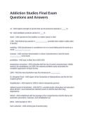 Addiction Studies Final Exam Questions and Answers