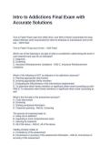 Intro to Addictions Final Exam with Accurate Solutions