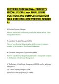 CERTIFIED PROFESSIONAL PROPERTY&NewLine;SPECIALIST CPPS 2026 FINAL SCRIPT&NewLine;QUESTIONS AND COMPLETE SOLUTIONS&NewLine;FULL PREP RESOURCE VERIFIED GRADED&NewLine;A&plus;
