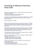 Psychology of Addictions Final Exam Study Guide