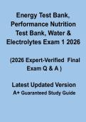 Energy Test Bank&comma; Performance Nutrition & Water&sol;Electrolytes Exam 1 2026