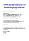 LEAD ABATEMENT SUPERVISOR CERTIFICATION Actual Exam 2026&sol;2027 Complete Questions and Answers Detailed Rationales Pass Guaranteed - A&plus; Graded