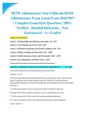 RCFE Administrator Test California RCFE Administrator Exam Actual Exam 2026&sol;2027 &vert; Complete Exam-Style Questions &vert; 100&percnt; Verified &ndash; Detailed Rationales &ndash; Pass Guaranteed &ndash; A&plus; Graded&NewLine;&NewLine;