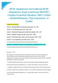 RCFE Administrator Test California RCFE Administrator Exam Actual Exam 2026&sol;2027 &vert; Complete Exam-Style Questions &vert; 100&percnt; Verified &ndash; Detailed Rationales &ndash; Pass Guaranteed &ndash; A&plus; Graded&NewLine;&NewLine;