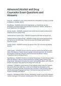 Advanced Alcohol and Drug Counselor Exam Questions and Answers
