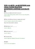 NUR 172 QUIZ 1 95 QUESTIONS 2026&NewLine;FINAL PAPER PRACTICE&NewLine;QUESTIONS ANSWERS ACCURATE&NewLine;A&plus;