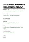 NUR 172 QUIZ 1 95 QUESTIONS 2026&NewLine;STUDY GUIDE COMPREHENSIVE&NewLine;QUESTIONS ANSWERS VERIFIED A&plus;