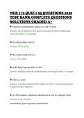NUR 172 QUIZ 1 95 QUESTIONS 2026&NewLine;TEST BANK COMPLETE QUESTIONS&NewLine;SOLUTIONS GRADED A&plus;