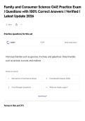 Family and Consumer Science OAE Practice Exam&NewLine;&vert; Questions with 100&percnt; Correct Answers &vert; Verified &vert;&NewLine;Latest Update 2026