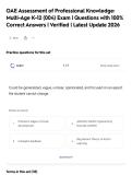 OAE Assessment of Professional Knowledge&colon;&NewLine;Multi-Age K-12 &lpar;004&rpar; Exam &vert; Questions with 100&percnt;&NewLine;Correct Answers &vert; Verified &vert; Latest Update 2026