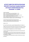 ACTIVITY DIRECTOR CERTIFICATION EXAM 2026&sol;2027 Actual Exam Complete Questions and Answers Detailed Rationales Pass Guaranteed - A&plus; Graded