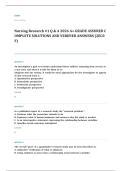 NUR 3563 nursing research EXAM A&plus; GRADE ASSURED COMPLETE SOLUTIONS AND VERIFIED ANSWERS LATEST UPDATE&excl;&excl;&excl;&excl;