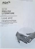 GCSE AQA English Literature Annotated Poetry Anthology for 'Love and Relationships'
