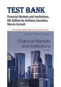 TEST BANK For Financial Markets and Institutions&comma; 8th Edition by Anthony Saunders&comma; Marcia Cornett &vert;&vert;All Chapters 1 - 25 &vert;&vert;Complete Guide A&plus;&vert;&vert;Latest Edition&period;