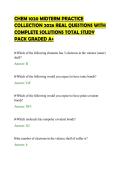 CHEM 1020 MIDTERM PRACTICE&NewLine;COLLECTION 2026 REAL QUESTIONS WITH&NewLine;COMPLETE SOLUTIONS TOTAL STUDY&NewLine;PACK GRADED A&plus;