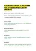 CLEAN CERTIFICATION ACTUAL PAPER&NewLine;2026 QUESTIONS WITH SOLUTIONS&NewLine;GRADED A&plus;