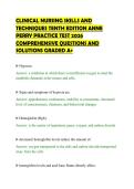 CLINICAL NURSING SKILLS AND&NewLine;TECHNIQUES TENTH EDITION ANNE&NewLine;PERRY PRACTICE TEST 2026&NewLine;COMPREHENSIVE QUESTIONS AND&NewLine;SOLUTIONS GRADED A&plus;