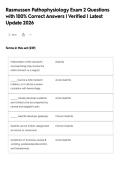 Rasmussen Pathophysiology Exam 2 Questions&NewLine;with 100&percnt; Correct Answers &vert; Verified &vert; Latest&NewLine;Update 2026