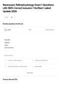 Rasmussen Pathophysiology Exam 1 Questions&NewLine;with 100&percnt; Correct Answers &vert; Verified &vert; Latest&NewLine;Update 2026
