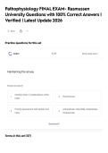 Pathophysiology FINAL EXAM- Rasmussen&NewLine;University Questions with 100&percnt; Correct Answers &vert;&NewLine;Verified &vert; Latest Update 2026