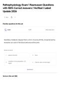 Pathophysiology Exam 1 Rasmussen Questions&NewLine;with 100&percnt; Correct Answers &vert; Verified &vert; Latest&NewLine;Update 2026