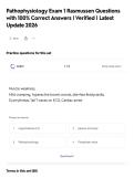 Pathophysiology Exam 1 Rasmussen Questions&NewLine;with 100&percnt; Correct Answers &vert; Verified &vert; Latest&NewLine;Update 2026