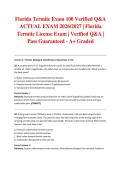 Florida Termite Exam 100 Verified Q&A ACTUAL EXAM 2026&sol;2027 &vert; Florida Termite License Exam &vert; Verified Q&A &vert; Pass Guaranteed - A&plus; Graded