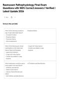 Rasmussen Pathophysiology Final Exam&NewLine;Questions with 100&percnt; Correct Answers &vert; Verified &vert;&NewLine;Latest Update 2026
