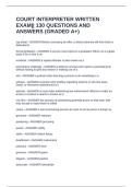 COURT INTERPRETER WRITTEN EXAM&vert;&vert; 130 QUESTIONS AND ANSWERS &lpar;GRADED A&plus;&rpar;