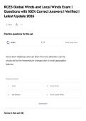 RCES Global Winds and Local Winds Exam &vert;&NewLine;Questions with 100&percnt; Correct Answers &vert; Verified &vert;&NewLine;Latest Update 2026
