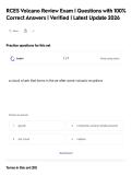 RCES Volcano Review Exam &vert; Questions with 100&percnt;&NewLine;Correct Answers &vert; Verified &vert; Latest Update 202