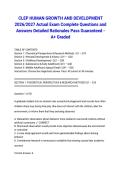 CLEP HUMAN GROWTH AND DEVELOPMENT 2026&sol;2027 Actual Exam Complete Questions and Answers Detailed Rationales Pass Guaranteed - A&plus; Graded