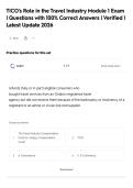 TICO's Role in the Travel Industry Module 1 Exam&NewLine;&vert; Questions with 100&percnt; Correct Answers &vert; Verified &vert;&NewLine;Latest Update 2026